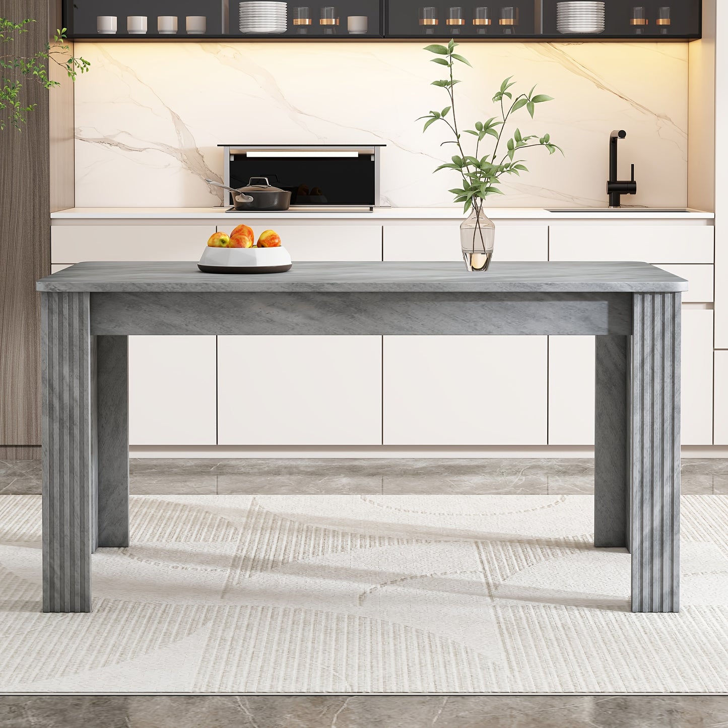 Eettafel – Tafel – Eetkamertafel – Koffietafel – Dinertafel – Grijs Betonlook – Stevige Vierpootsconstructie – Onderhoudsvriendelijk Oppervlak