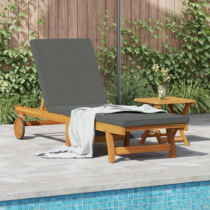 Relaxstoel Outdoor – Tuinstoel Lounge Stoel Ligstoel Tuinmeubel – Ergonomisch Design – Verstelbare Rugleuning – Donkergrijs Kussen – Recycled Houten Frame – Mobiel & Compact