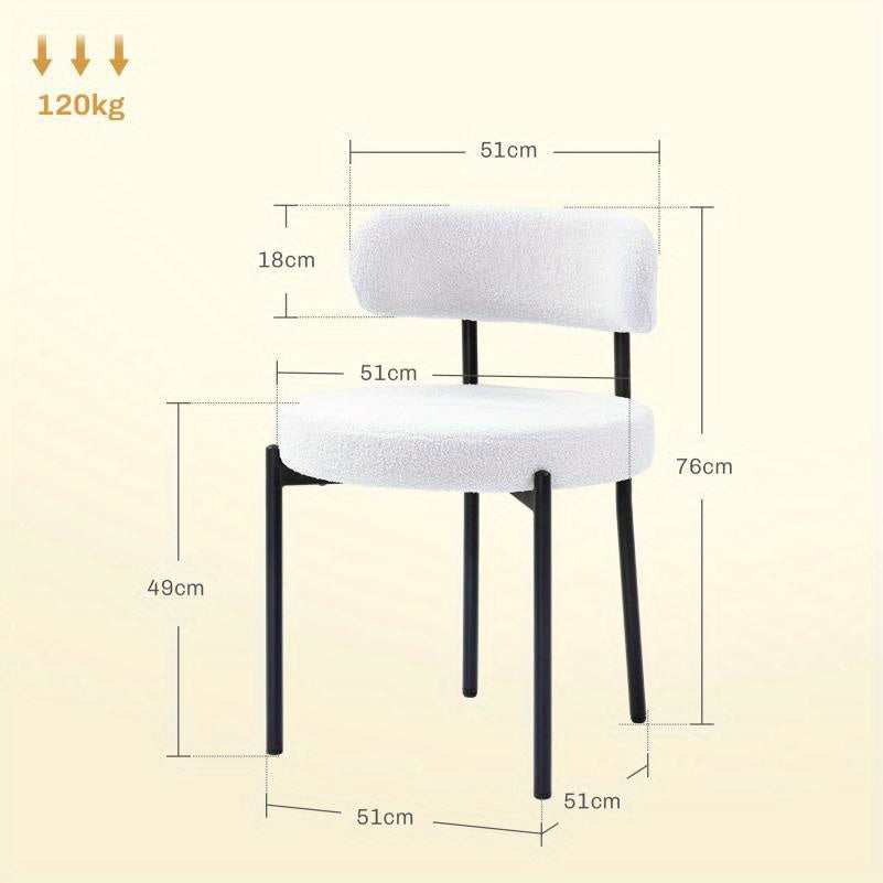 Eetkamerstoelen – Stoelen – Dining Chairs – Zithoekstoelen – Bistro Stoelen – Set van 2 – Zachte Fleece Bekleding – Stevige Metalen Poot