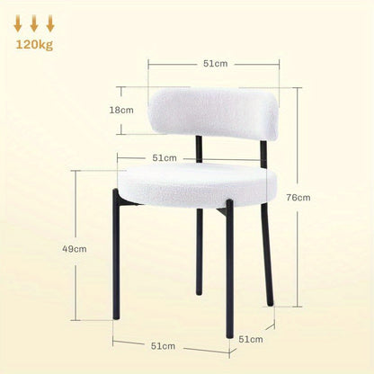 Eetkamerstoelen – Stoelen – Dining Chairs – Zithoekstoelen – Bistro Stoelen – Set van 2 – Zachte Fleece Bekleding – Stevige Metalen Poot