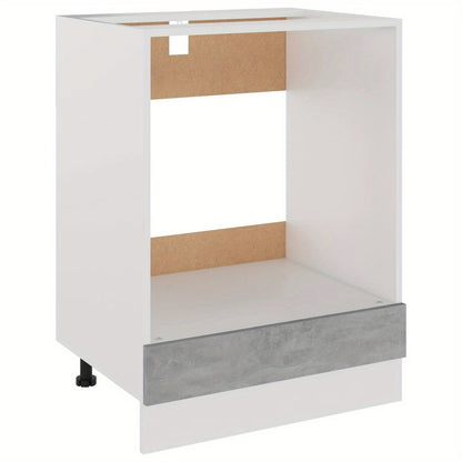 Ovenkast – Keukenkast – Magnetronkast – Opbergkast – Ombouwkast – Betonlook Grijs – Compact 60x46x81,5 cm – Duurzaam Engineered Wood - QUORE