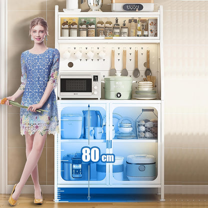 Keukenkast Op Wielen – Opbergrek Keuken – Woonkamerkast – Broodkast Wit – Dressoir Met Wieltjes – Geschikt Voor Eetkamer – Afmeting 94,8 x 49,2 x 41,2 cm – Stalen Constructie