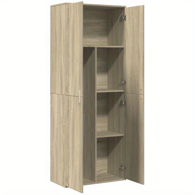 Highboard – Kast – Dressoir – Opbergmeubel – Wandmeubel -eiken Braun – Compact 70x35x180 cm – Duurzaam Kunsthout Met Metalen Handgrepen