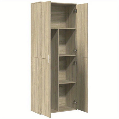 Highboard – Kast – Dressoir – Opbergmeubel – Wandmeubel -eiken Braun – Compact 70x35x180 cm – Duurzaam Kunsthout Met Metalen Handgrepen
