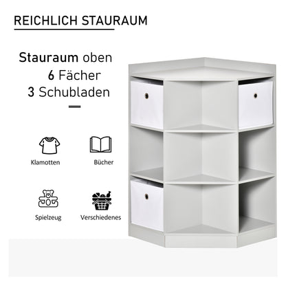 Kids' Storage Shelf with 3 Felt Drawers, MDF, Tilt-Proof, Gray