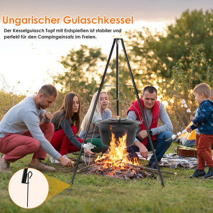 Kampketel – Soeppot – Goulashketel – Waterketel – Driepoot – 15 Liter Inhoud – Verstelbare Hoogte