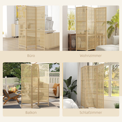 Kamerscherm – Roomdivider – Scheidingswand – Ruimteverdeler – Room Screen – Natuurlijke 3-Delige Kamerscherm – 180 cm Breed – Handgeweven Design – Inklapbaar & Vrijstaand