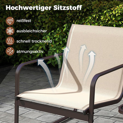 3-delige Tuinset – Bistroset – Balkonset – Terrasmeubilair – Buitenmeubels – Ademend Stof – Weerbestendig Metaal