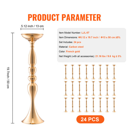 Bloemvaas – Bloemenstandaard – Siervaas – Tafelvaas – Bloemhouder – Metaal – Gouden Afwerking – 50 cm Hoog