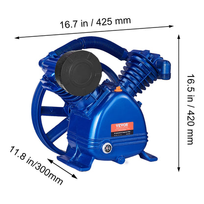 Compressorkop – Luchtcompressorpomp – Pompkop – Dubbelcilinder Compressor – Pistonpomp – 5,5PK Vermogen – Gietijzeren Duurzaam Design