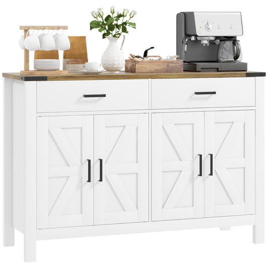 Buffetkastje – Dressoir – Opbergkast – Keukenkast – Witte Kast – Met Schuifdeuren – Verstelbare Planken – 120x39,3x82,5 cm