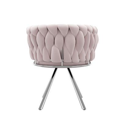 1pc Luxury Velvet Swivel Dressing Chair - Contemporary Pink Upholstery with Metal Legs, Elegant Bedroom or Vanity Stool for Makeup, Easy Assembly, No Power Needed, Makeup Vanity Chair, Modern Aesthetic, Sturdy Construction