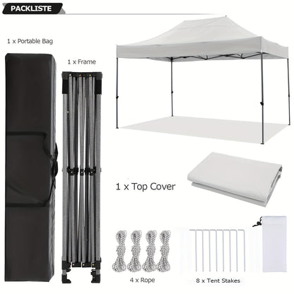 3.05x4.57meter Pop-up Tent, Camping Canopy, No Side Walls, With Carry Bag, Ground Stakes And Wind Ropes, Adjustable Height, Easy To Set Up And Sturdy, Oxford Fabric, Outdoor Gazebo, Suitable For Parties, Weddings, Gardens, Co
