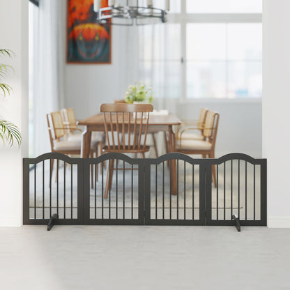 Hondenafscheiding – Hondenhek – Huisdierbarrière – Hondenomheining – Vrijstaande Afzetting – Zwarte Uitvoering – 4 Panelen 208x61 cm – Opvouwbaar en Stevig