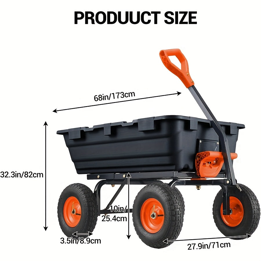 Tuinkar – Kruiwagen – Transportwagen – Zware Lasten Kar – Tuinwagen – Grijs – Draagkracht 362,87 kg – 180° Draaibare Handgreep Met Snelle Kiepfunctie