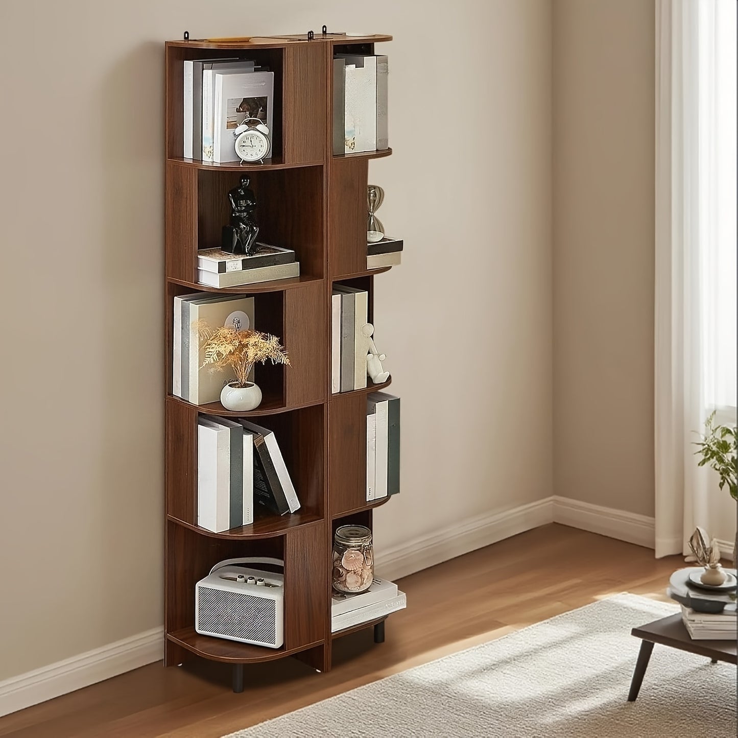 Hoekplank – Wandplank – Plankenrek – Boekenkast – Plantentafel – 5-Laags – Robuust Hout – Compact 30x173x28,5 cm – Rustieke Afwerking