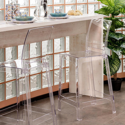 Transparante Stoelen – Doorzichtige Stoel – Kruk – Barkruk – Zitstoel – Polycarbonaat – Ergonomische Rugleuning – Stevige L-Vormige Poten
