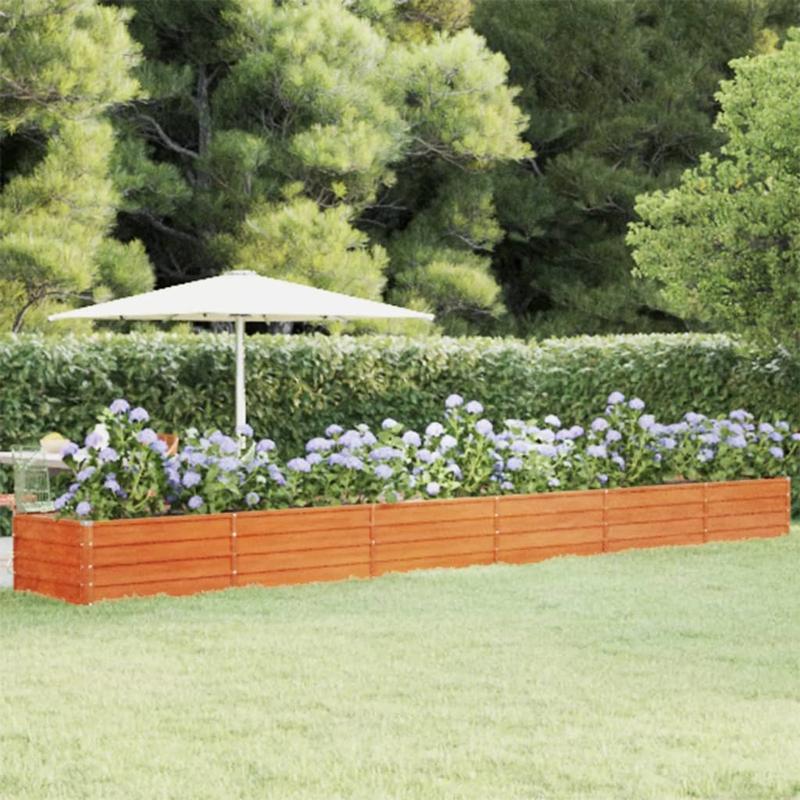 Verhoogde Plantenbak – Moestuinbak – Bloembak – Kruidenbak – Tuinbak – Cortenstaal – Weerbestendig – 600x80x45 cm – Roestkleurige Afwerking