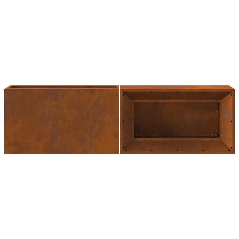 Grote Vuurschaal Buiten – Tuinhaard – Buitenhaard – Vuurkorf – Terrashaard – Corten Staal – Built-in Houtopslag – Weerbestendig – 160x45x35 cm