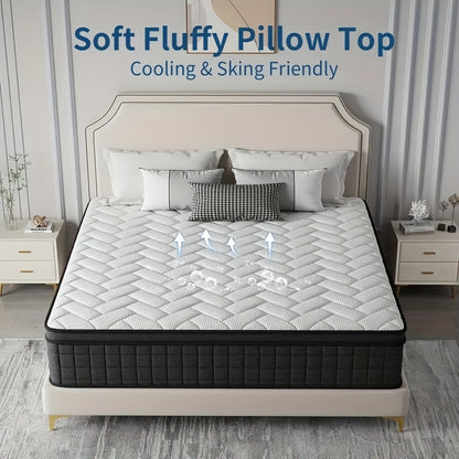 Queen Size Independent Pocket Spring Mattress | Memory Foam, Ergonomic Design, Medium Firmness, Luxurious Soft Comfort, Gray Wedding Mattress