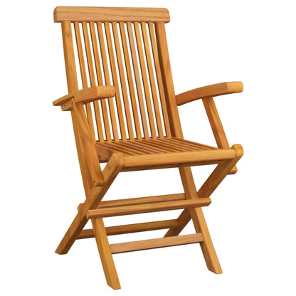 Teak Houten Tuinset – Tuinmeubelset – Buitenmeubilair – Eettafel Set – Terrasmeubilair – Inklapbare Stoelen Met Armleuning – Weerbestendig Massief Teak – Afm. 160x80x75 cm