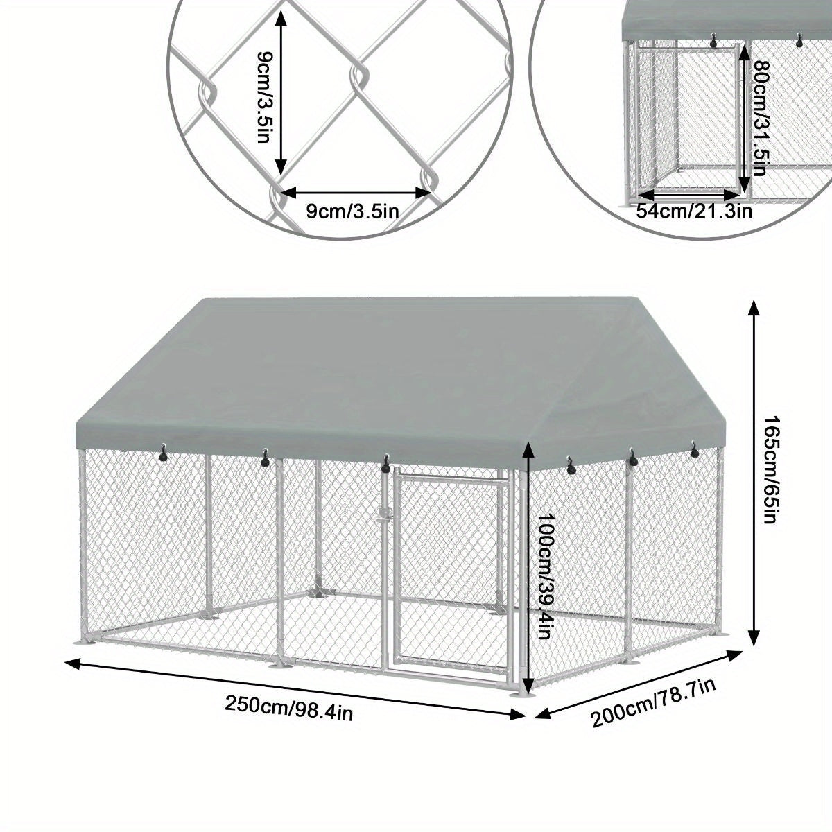 Hexagonal Metal Chicken Coop with Lockable Roof - 2 Sizes (8'x6'x5' & 13'x6'x5') Galvanized Steel Frame, 420D Oxford Cloth & Wire Mesh Ventilation - Easy Assembly Free-Range Enclosure for Poultry, Dogs, Small Animals - Urban