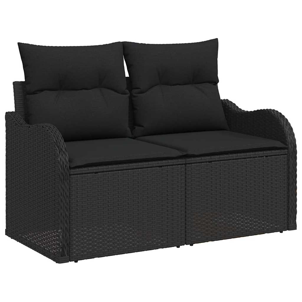 Tuinbank – Buitenbank – Loungeset – Tuinmeubel – Modulaire Tuinbank – Weerbestendig Kunststof Rattan – Verstelbare Pooten - Zwart