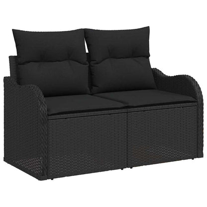 Tuinbank – Buitenbank – Loungeset – Tuinmeubel – Modulaire Tuinbank – Weerbestendig Kunststof Rattan – Verstelbare Pooten - Zwart