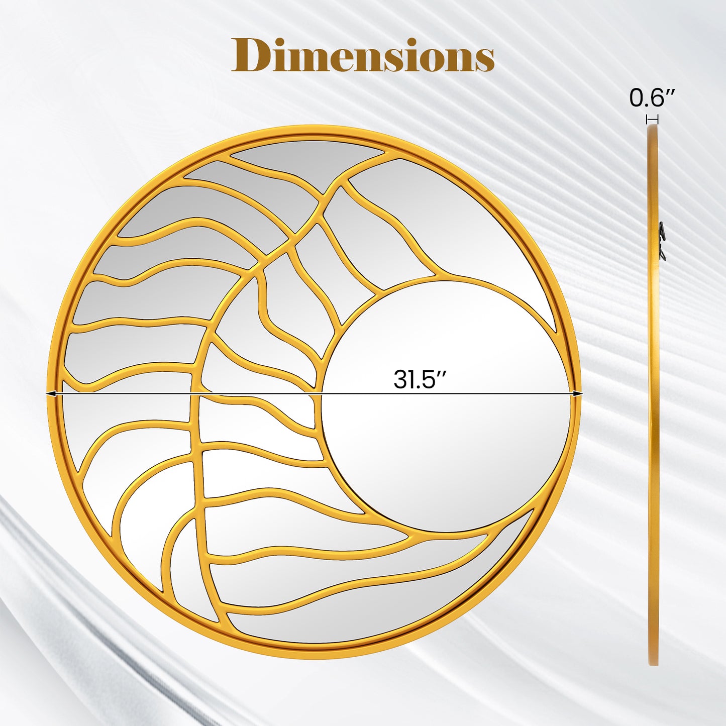 Wandspiegel – Spiegels – Badkamerspiegel – Woonaccessoires – Tuinspiegel – Gouden Rond Model – 80 cm Diameter – Onregelmatig Design