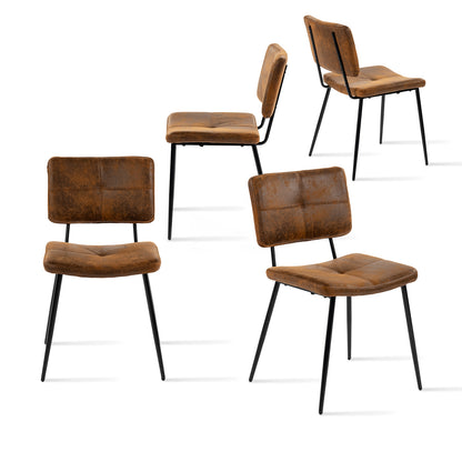 Eetkamerstoel – Stoel – Kuipstoel – Keukenstoel – Set Van 4 – Suède Stoffering – Metalen Onderstel – Comfortabele Zitting – Industrieel Retro Design