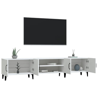 TV Cabinet White 180x31.5x40 cm Engineered Wood TV Stand Entertainment Center with Storage, Media Television Table for Living Room Bedroom