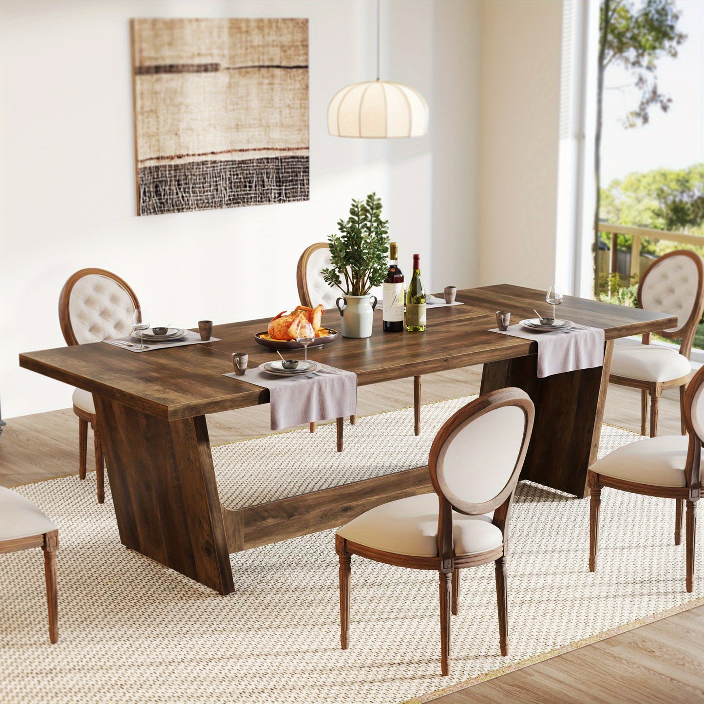 Eettafel – Tafel – Eetkamertafel – Keukentafel – Dinertafel – Industrieel Design – 180 cm Massief Hout – Robuuste Pedalen