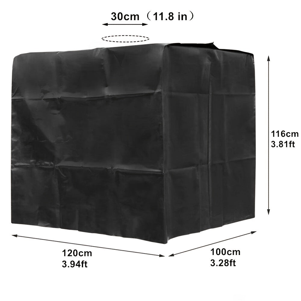 1 Stuk Buitenhoes voor IBC Tank of Vat – Zwart/Groen – Geschikt voor 1000/600L – Met Rits, Sluiting en Elastisch Koord – Afmetingen: 120×100×116 / 120×80×100 cm