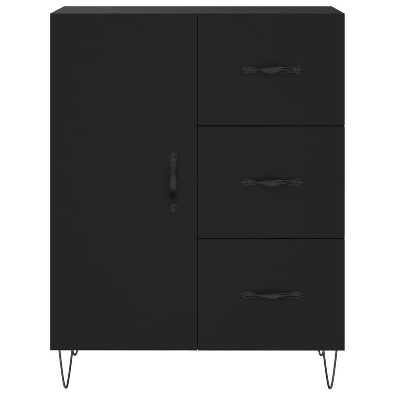 Hoge Kast – Opbergkast – Boekenkast – Nachtkastje – Staande Kast – Mat Zwart – Duurzaam Hout Kunststof – 69,5x34x180 cm