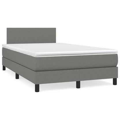 Boxspring Bed – Logeerbed – Slaapbed – Studio Bed – Twijfelaar – Donkergrijs Stof – Laag En Ruimtebesparend – Stevig Houten Frame Fire Retardant