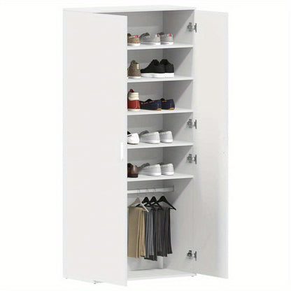 Schoenenkast – Schoenenopberger – Schoenenrek – Halkast – Smalle Schoenenkast – Massief Houten Kast – 80x39x180 cm – Duurzaam Wit Design