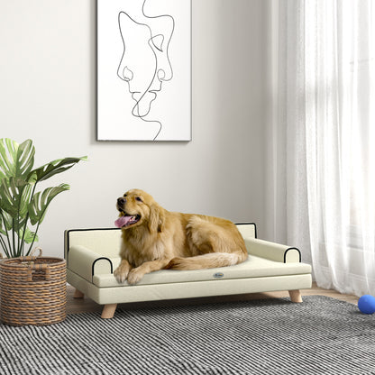 Hondenbank – Huisdieren Sofa – Dierenbed – Dog Bed – Kattenbank – Scandinavisch Design – Afneembare Kussen – 100x62x32 cm Beige