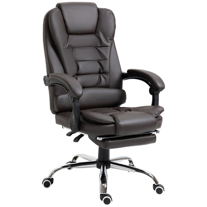 Bureaustoel – Kantinestoel – Werkstoel – Directiestoel – Managerstoel – Verstelbare Rugleuning – Met Wielen – Coffee Kleur – PU Bekleding – Afmetingen 64,5x69x117 cm