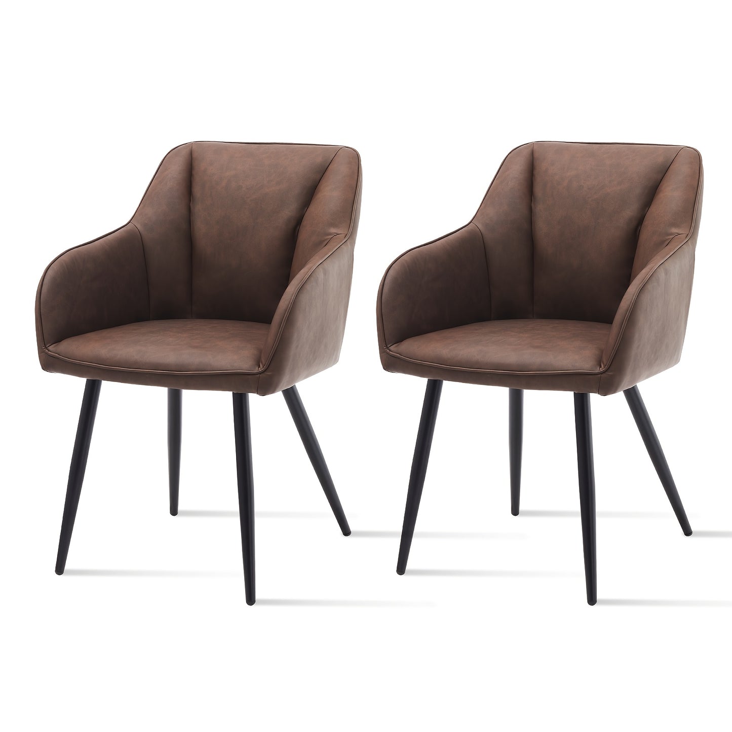 Eetkamerstoelen – Stoelen – Kuipstoelen – Armstoelen – Zitmeubels – Ergonomisch Design – Memory Foam Kussen – Donkerbruin Kunstleer – Metaal Frame – Geschikt Voor Harde Vloeren