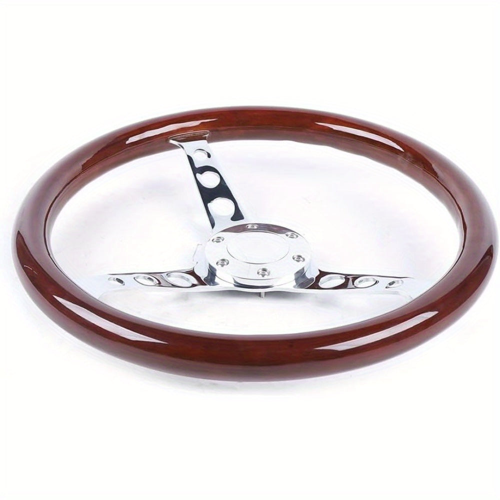 Stuurwiel – Houten Stuur – Universeel Stuurwiel – Klassiek Stuur – Sportstuur – 38,1 cm Diameter – Mahoniehout Met Stalen Ring