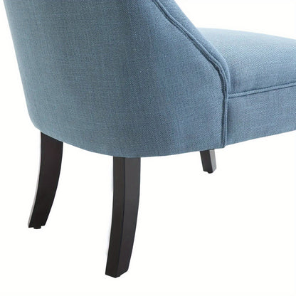 Fauteuil – Loungefauteuil – Zetel – Relaxstoel – Leunstoel – Blauw Linnen – Comfortabel Met Rugkussen – Compact 52,5x69x77 cm