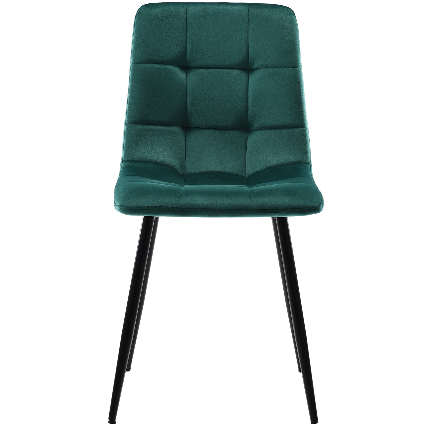 4pcs Modern Dark Green Luxury Dining Chairs Set - Green Velvet Upholstery & Sturdy Metal Frame, Solid Backrest & Leg Design, Easy-Clean Fabric, Plush Seating for Dining Table, Kitchen, or Home - Contemporary Style, Rich Green