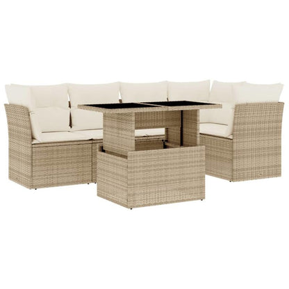 Loungeset Tuin – Tuinmeubilair – Tuinbank – Terrasset – Loungeset Beige – Weerbestendig Poly Rattan – Comfortabele Kussens