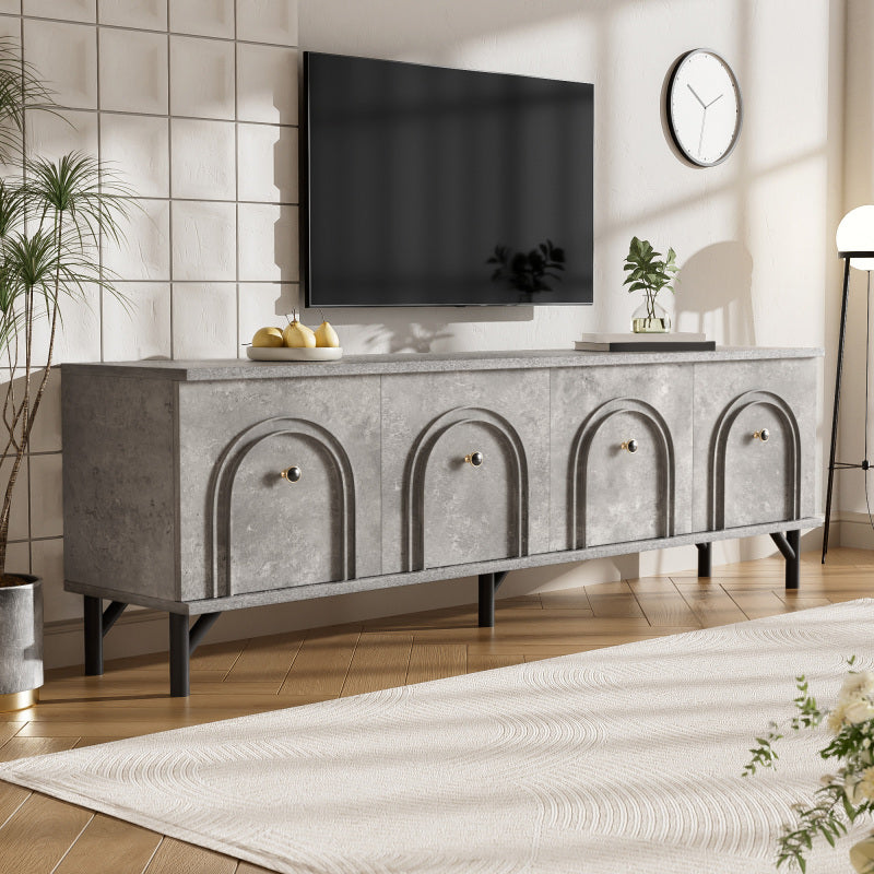 TV-meubel – Tv-kast – Mediameubel – Dressoir – 4-Deurs Kasten – Modern Grijs – 160 cm Breed – Soft-Close Deuren – Geïntegreerd Kabelmanagement