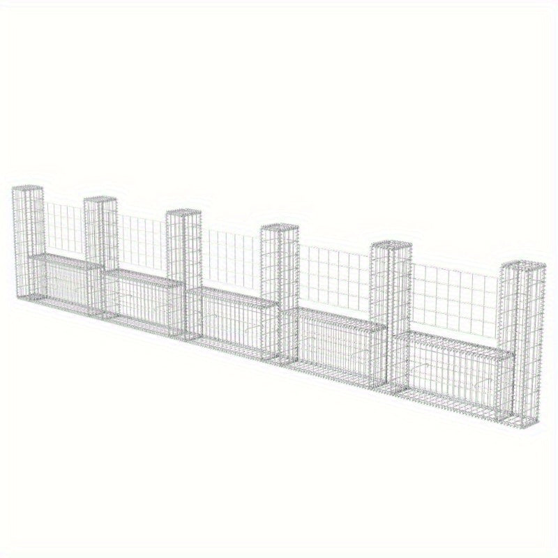 Gabion Mand – Gabion Wand – Steenkorf – Tuinmuur – Plantenbak – Zilver – Stalen U-Vorm – 570x20x100 cm – Weerbestendig & Duurzaam