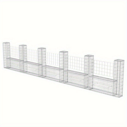 Gabion Mand – Gabion Wand – Steenkorf – Tuinmuur – Plantenbak – Zilver – Stalen U-Vorm – 570x20x100 cm – Weerbestendig & Duurzaam