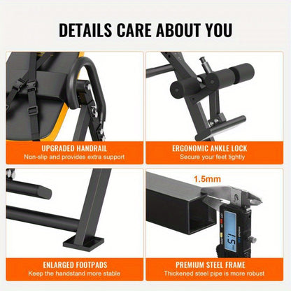 Inversietafel – Zwaartekrachttrainer – Rugtrainer – Inversiebank – Opklapbare Fitnessbank – Verstelbare Hellingshoek – Met Veiligheidsriemen – Duurzaam Metalen Frame