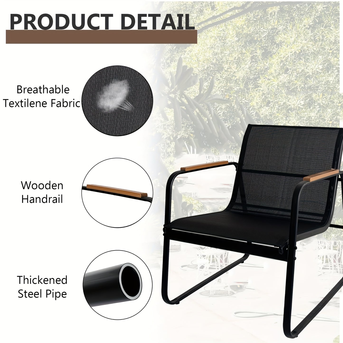 Balkonset – Balkonmeubelset – Bistroset – Tuinset – Loungeset – Duurzaam Stalen Frame – Glazen Tafelblad Met Opbergruimte