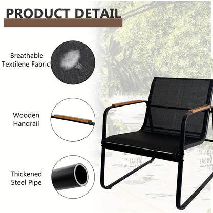 Balkonset – Balkonmeubelset – Bistroset – Tuinset – Loungeset – Duurzaam Stalen Frame – Glazen Tafelblad Met Opbergruimte