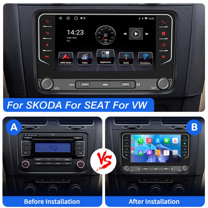 Android 14 Autoradio – Multimedia Systeem – Carplay Speler – Navigatie Radio – AHD Camera Inclusief – 7 Inch IPS Touchscreen – 4GB RAM 64GB Opslag